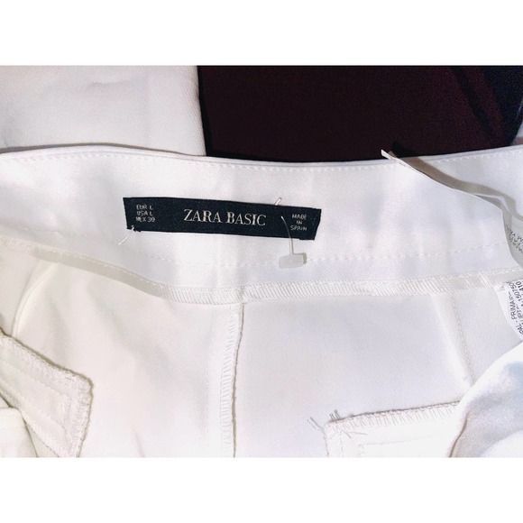 ZARA Women High waisted Cream Pants size L NWT - Picture 6 of 16